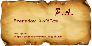 Preradov Akács névjegykártya